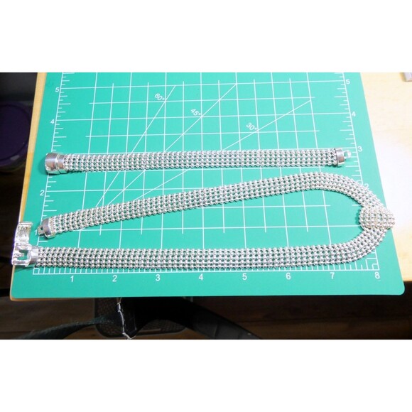 VTG Signed Modern Sterling Silver "Italy" Necklace Bracelet Set  75 gr - Picture 5 of 11